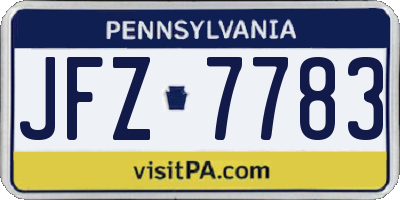 PA license plate JFZ7783