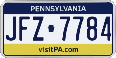 PA license plate JFZ7784