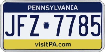 PA license plate JFZ7785