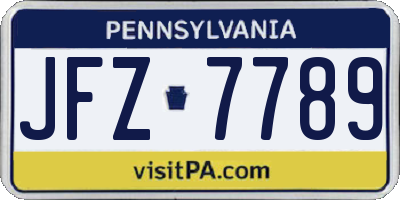 PA license plate JFZ7789