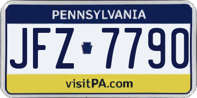 PA license plate JFZ7790