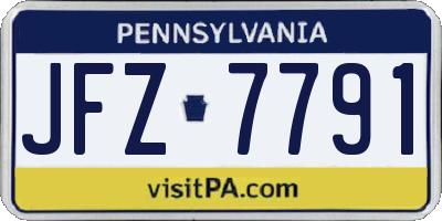 PA license plate JFZ7791