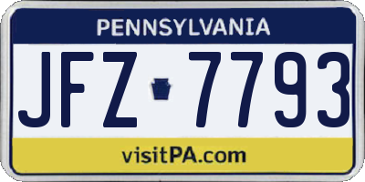 PA license plate JFZ7793