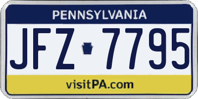 PA license plate JFZ7795