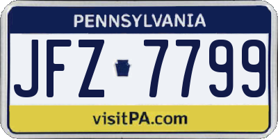 PA license plate JFZ7799