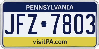 PA license plate JFZ7803