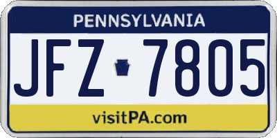 PA license plate JFZ7805