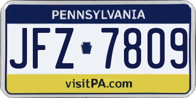 PA license plate JFZ7809