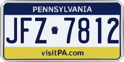 PA license plate JFZ7812