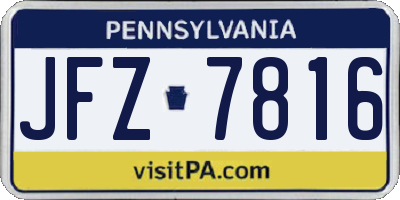 PA license plate JFZ7816