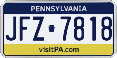 PA license plate JFZ7818