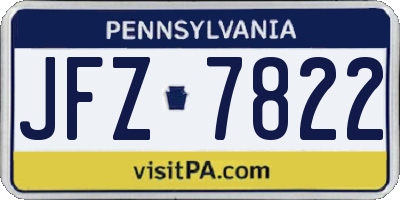 PA license plate JFZ7822