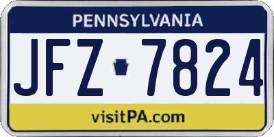 PA license plate JFZ7824