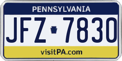 PA license plate JFZ7830