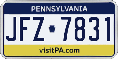 PA license plate JFZ7831