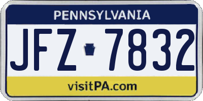 PA license plate JFZ7832