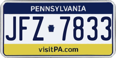 PA license plate JFZ7833