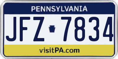 PA license plate JFZ7834