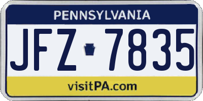 PA license plate JFZ7835
