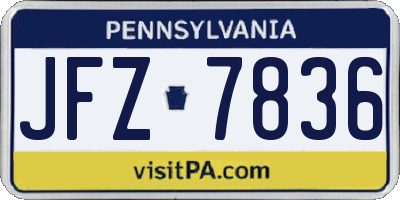 PA license plate JFZ7836