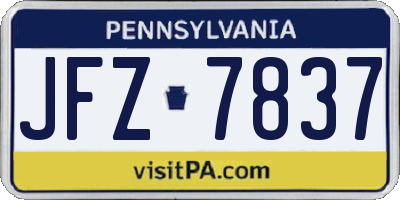 PA license plate JFZ7837
