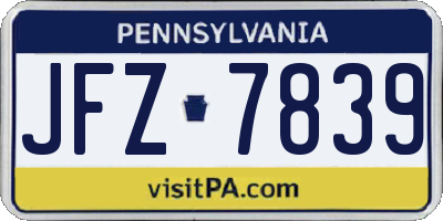 PA license plate JFZ7839