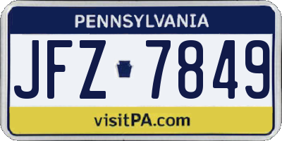 PA license plate JFZ7849