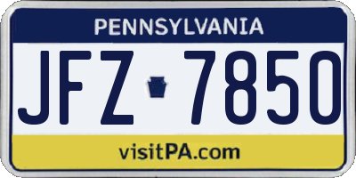 PA license plate JFZ7850