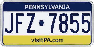 PA license plate JFZ7855