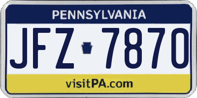 PA license plate JFZ7870