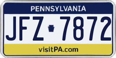 PA license plate JFZ7872