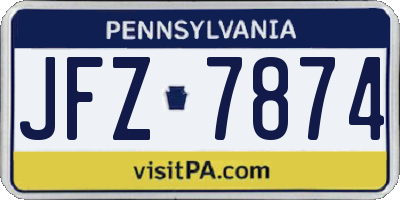 PA license plate JFZ7874