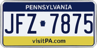 PA license plate JFZ7875