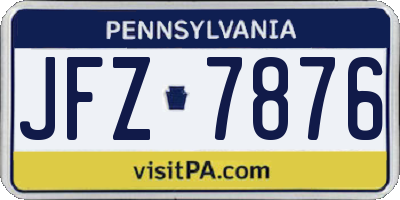 PA license plate JFZ7876