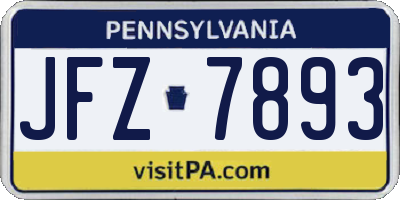 PA license plate JFZ7893