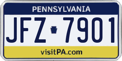 PA license plate JFZ7901