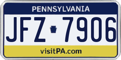 PA license plate JFZ7906
