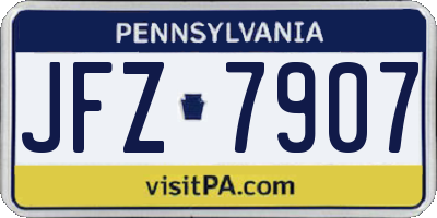 PA license plate JFZ7907
