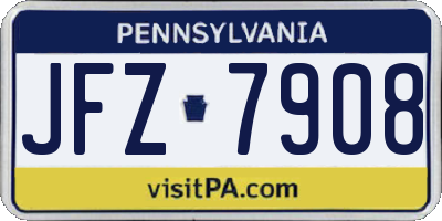 PA license plate JFZ7908