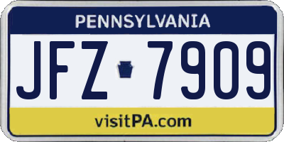 PA license plate JFZ7909
