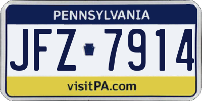 PA license plate JFZ7914