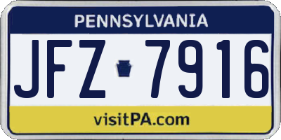 PA license plate JFZ7916
