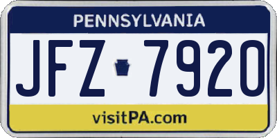 PA license plate JFZ7920