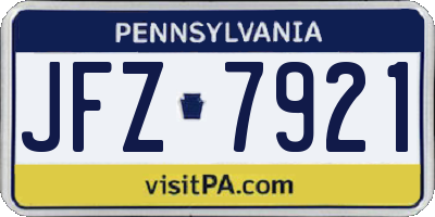 PA license plate JFZ7921