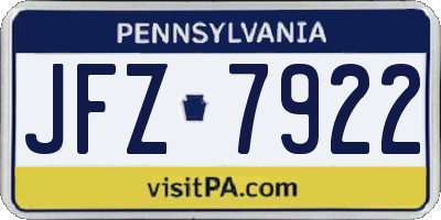 PA license plate JFZ7922