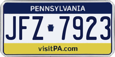 PA license plate JFZ7923
