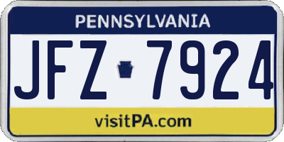PA license plate JFZ7924