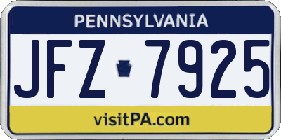 PA license plate JFZ7925