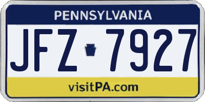 PA license plate JFZ7927