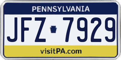 PA license plate JFZ7929